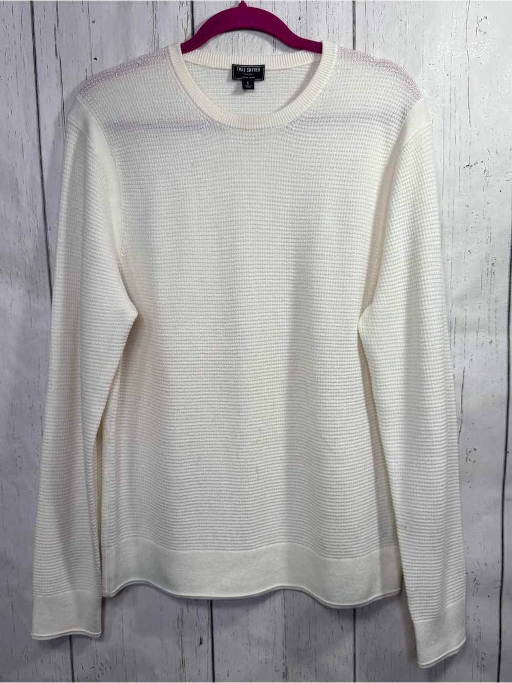 Todd Snyder Cream M Italian Merino Wool Waffle Crewneck Sweater Quiet Luxury